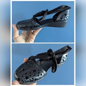 Marc by Marc Jacobs Jelly Rubber Laser Cut Stars Ankle Tie Wedge Sole Sandals 37